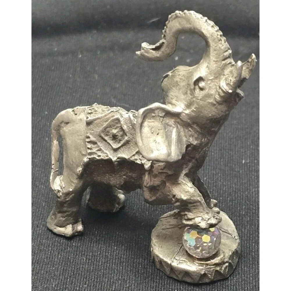 Lot Of 5 Miniature Elephant Figurines Pewter, Bronze .5-1.5